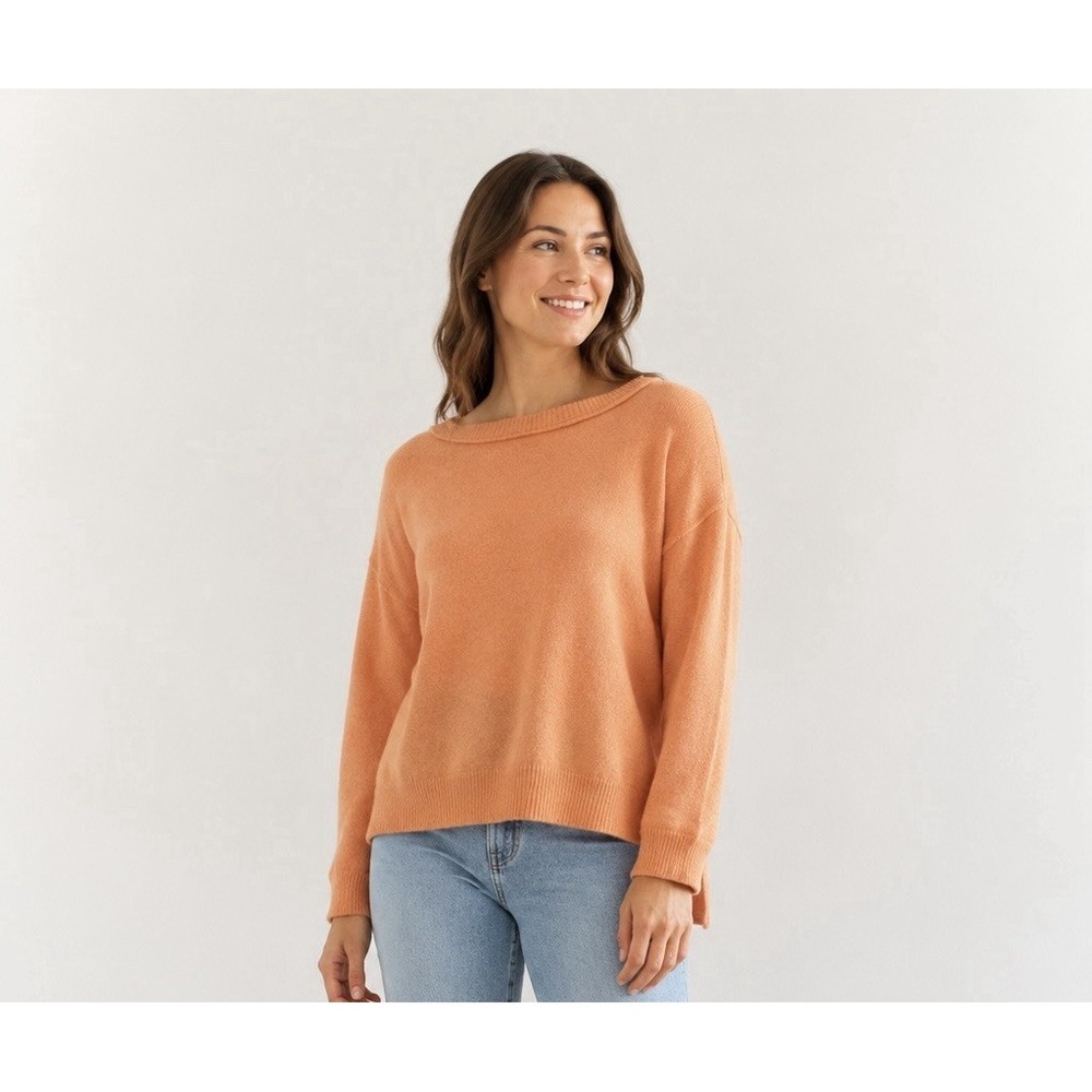 Pilcro Anthropologie Women's Large Coral 100% Cashmere Boat Neck Sweater #64